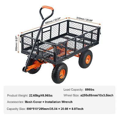 Multi-Purpose Dump Cart for Soil, Mulch, Firewood, and Garden Tools