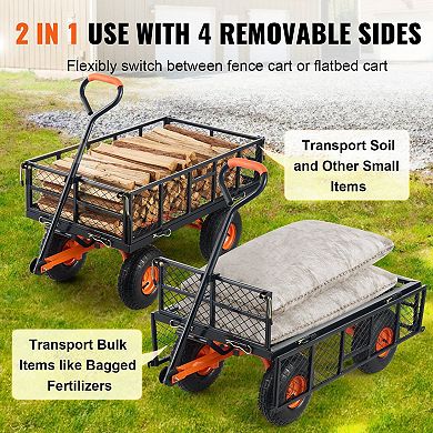 Multi-Purpose Dump Cart for Soil, Mulch, Firewood, and Garden Tools