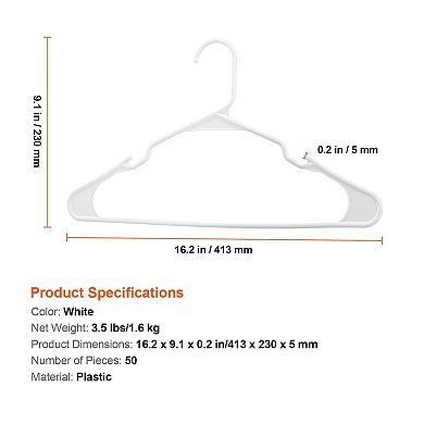 Slim Non-Slip Plastic Hangers with Grooves for Shirts, T-Shirts, and Pants