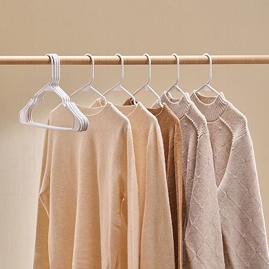 Slim Non-Slip Plastic Hangers with Grooves for Shirts, T-Shirts, and Pants