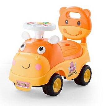 Kids Ride-On Push Car with Pedals, Music, Horn, and Hidden Storage