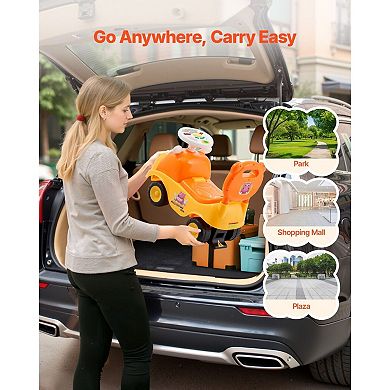 Kids Ride-On Push Car with Pedals, Music, Horn, and Hidden Storage