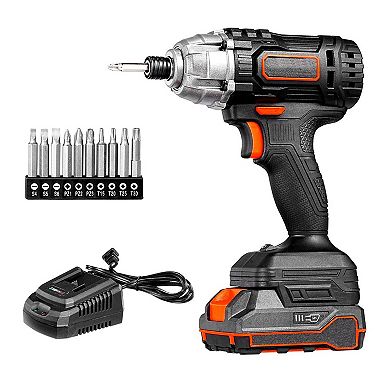 Cordless Impact Driver with LED Light, Forward/Reverse, and Multiple Bits