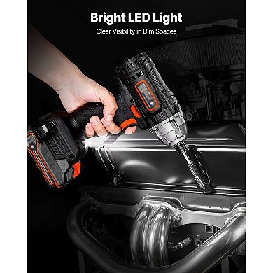 Cordless Impact Driver with LED Light, Forward/Reverse, and Multiple Bits