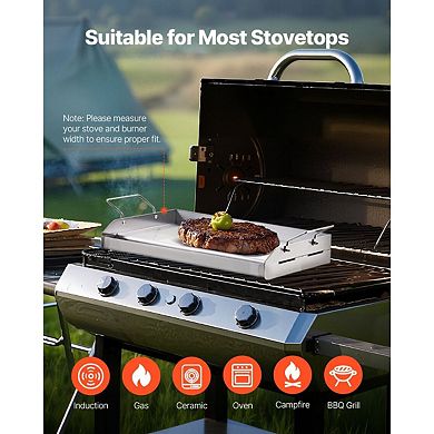 Stovetop and Grill Griddle Stainless Steel Even Heat Distribution