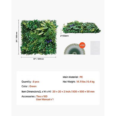 Interlocking Faux Wall Panels with 3D Textured Leaves 8-Pack