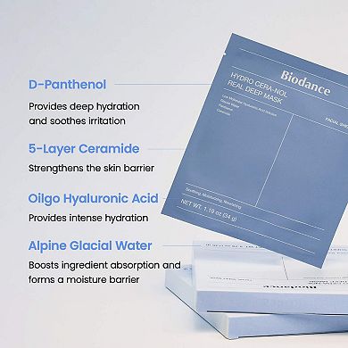 Hydro Cera-nol Real Deep Mask - 4 pack for Dryness Relief & Redness Soothing
