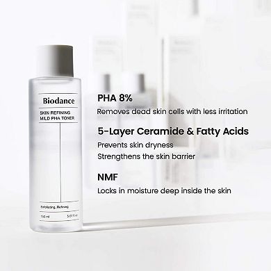 Skin Refining Mild PHA Toner with 8% PHA for Gentle Exfoliation