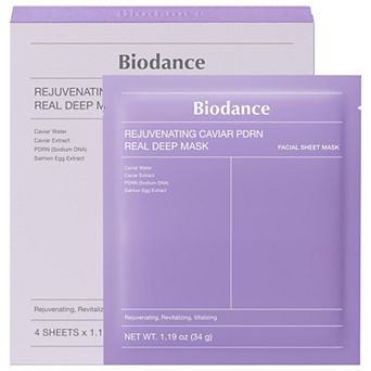 Biodance Rejuvenating Caviar PDRN Real Deep Mask - 4 Pack for Natural Skin Renewal & Firming
