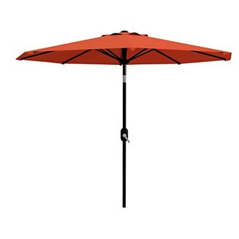 9 ft Outdoor Patio Umbrella 8 Sturdy Ribs Outdoor Table Umbrella w/Crank Lift & Push Button Tilt