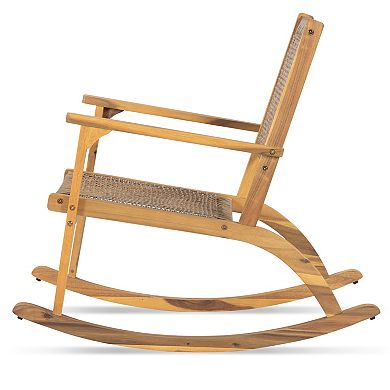 Whisen 2-Piece Patio Rocking Chair Set with Wicker Rattan Seat & Backrest