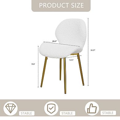 Lufeiya Set of 2 Teddy Dining Chairs, Upholstered Side Chairs with Metal Legs for Kitchen