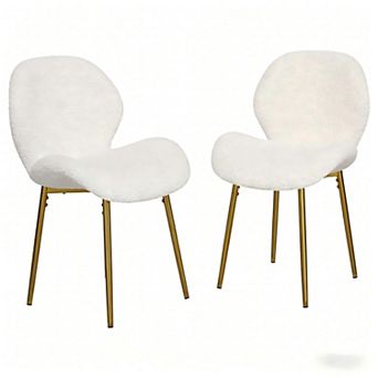 Lufeiya Set of 2 Teddy Dining Chairs, Upholstered Side Chairs with Metal Legs for Kitchen