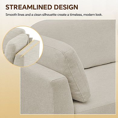 Chenille Upholstered Sectional Sofa with Reversible Chaise, 3-Seater