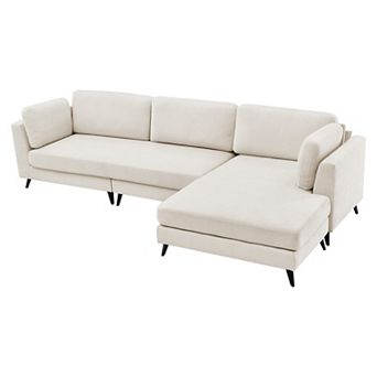 Chenille Upholstered Sectional Sofa with Reversible Chaise, 3-Seater