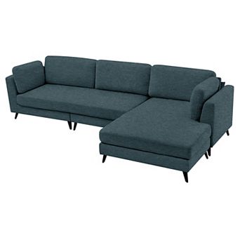 Chenille Upholstered Sectional Sofa with Reversible Chaise, 3-Seater