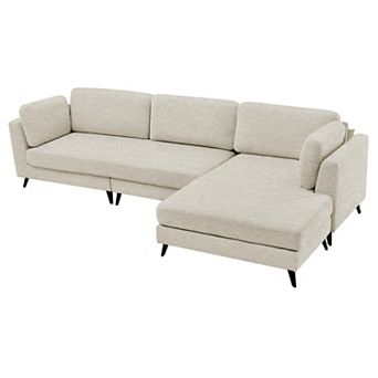 Chenille Upholstered Sectional Sofa with Reversible Chaise, 3-Seater