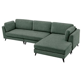 Chenille Upholstered Sectional Sofa with Reversible Chaise, 3-Seater