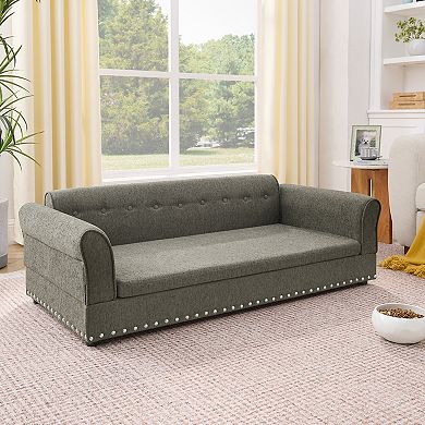 IFMALL Oversized Elevated Pet Sofa Bed with Backrest and Armrest for Large Dogs