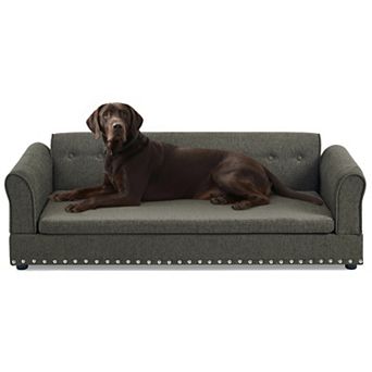 IFMALL Oversized Elevated Pet Sofa Bed with Backrest and Armrest for Large Dogs