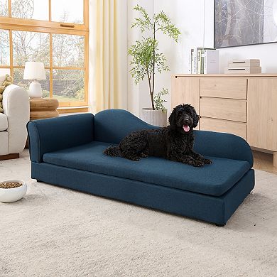 IFMALL Oversized Pet Sofa with Modern Wave Backrest Design for Large Dogs