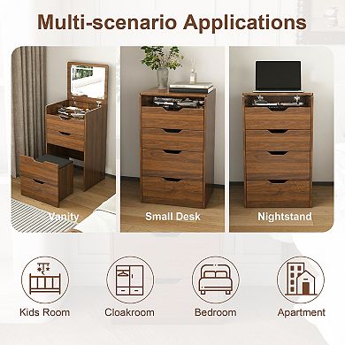 Lufeiya 3-in-1 Vanity Desk with Dimmable LED Mirror Flip Top Makeup Dressing Table Compact Storage