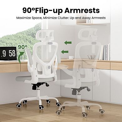 Lufeiya Mesh Office Chair with Adjustable Headrest and Lumbar Support, Desk Chair for Home Office