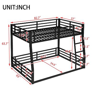 Lufeiya Full XL over Queen Bunk Bed Frame with Safety Guardrails and Ladder, Space-Saving Loft bed