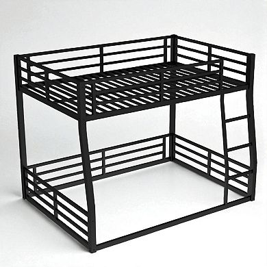 Lufeiya Full XL over Queen Bunk Bed Frame with Safety Guardrails and Ladder, Space-Saving Loft bed