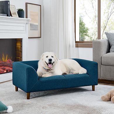 IFMALL Modern Rectangular Pet Sofa with Backrest and Armrests for Medium Dogs