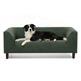 IFMALL Modern Rectangular Pet Sofa with Backrest and Armrests for Medium Dogs