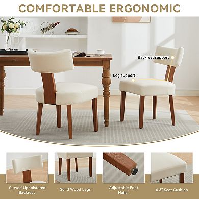 Lufeiya Set of 2 Linen Fabric Armless Dining Chairs with Padded Seat and Solid Rubberwood Legs