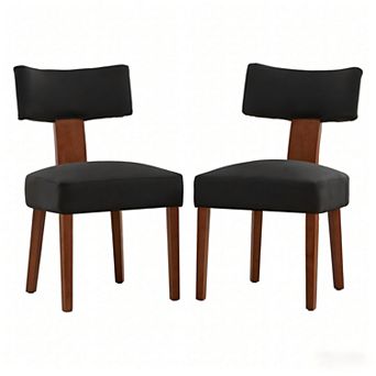 Lufeiya Set of 2 Linen Fabric Armless Dining Chairs with Padded Seat and Solid Rubberwood Legs