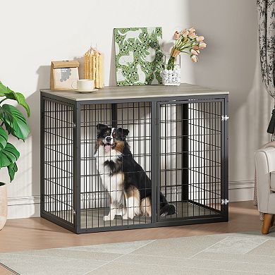 IFMALL Multi-Functional Pet Crate Enclosure Furniture End Table Storage Solution