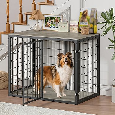 IFMALL Multi-Functional Pet Crate Enclosure Furniture End Table Storage Solution