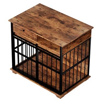 IFMALL Spacious Wooden Dog Crate Furniture with Storage Compartments for Large Breeds