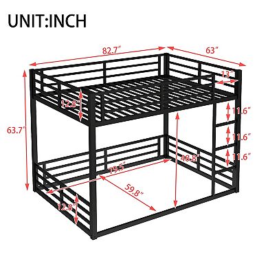 Lufeiya Queen Over Queen Metal Bunk Bed, built for strength, safety,Space-Saving/Noise Reduced