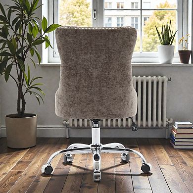 Lufeiya Chenille Tufted Home Office Chair, Wide Deep Seat Desk Chair, Swivel Adjustable