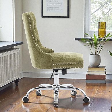 Lufeiya Chenille Tufted Home Office Chair, Wide Deep Seat Desk Chair, Swivel Adjustable