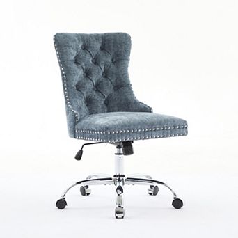 Lufeiya Chenille Tufted Home Office Chair, Wide Deep Seat Desk Chair, Swivel Adjustable