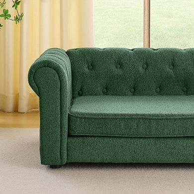 IFMALL Elevated Rectangular Pet Sofa Bed for Large Dogs Comfortable Linen Fabric