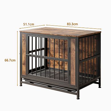IFMALL Multi-Functional Pet Crate Furniture with Removable Tray and Dual Doors
