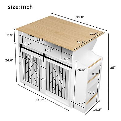 IFMALL Multipurpose Pet Crate End Table with Storage Drawer and Sliding Doors