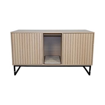 IFMALL Modern Wooden Pet House with Integrated Scratching Mat Furniture