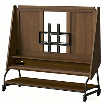 Lufeiya Mobile TV Stand for 3250" TVs with Projector Screen, Rolling Cart with Lockable Wheels