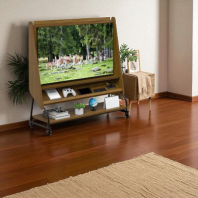 Lufeiya Mobile TV Stand for 3250" TVs with Projector Screen, Rolling Cart with Lockable Wheels