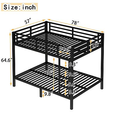 Lufeiya Metal Full over Full Bunk Bed Frame with Guardrails and Ladder, Heavy Duty Noise-Free