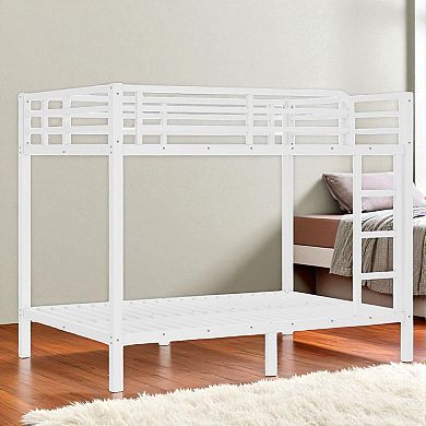 Lufeiya Metal Full over Full Bunk Bed Frame with Guardrails and Ladder, Heavy Duty Noise-Free