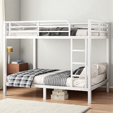 Lufeiya Metal Full over Full Bunk Bed Frame with Guardrails and Ladder, Heavy Duty Noise-Free