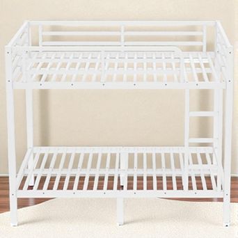 Lufeiya Metal Full over Full Bunk Bed Frame with Guardrails and Ladder, Heavy Duty Noise-Free